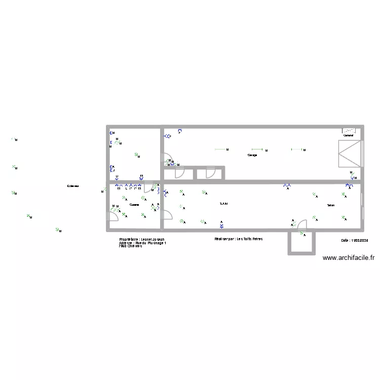 plan &eacute;lectrique josephe 1 POSITION. Plan de 2  et 75 m²