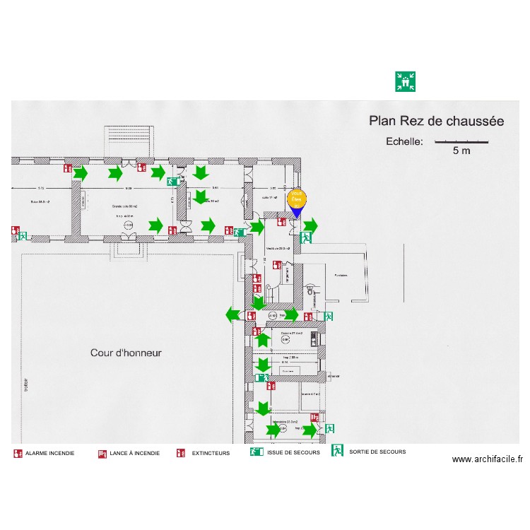 PLAN D'ÉVACUATION DOMAINE REZ DE CHAUSSEZ. Plan de 0 pièce et 0 m2