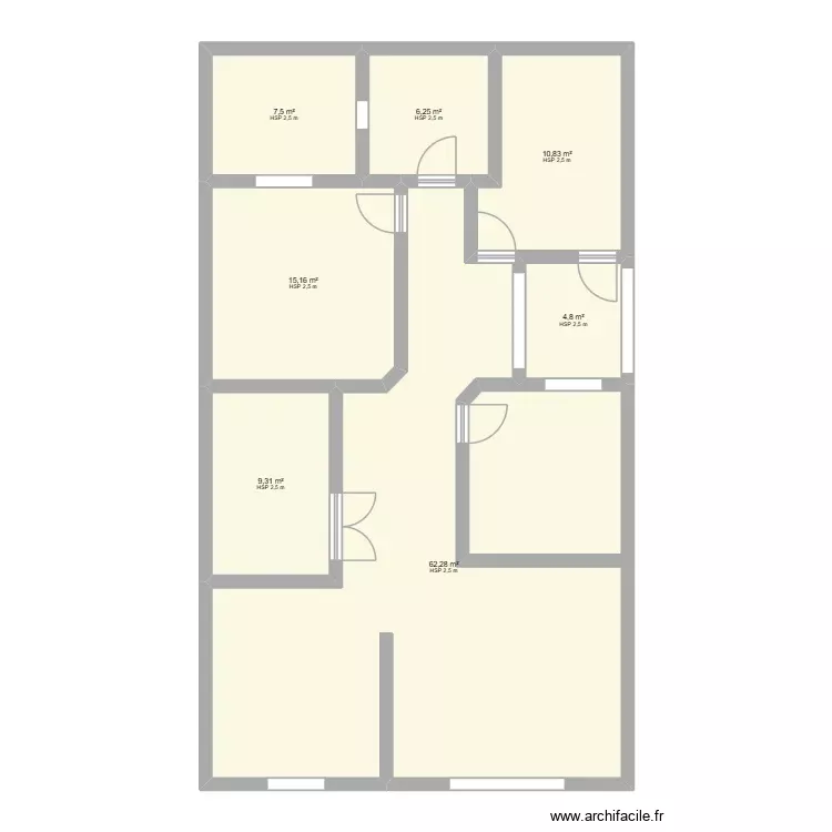 adam. Plan de 7 Pièces et 116 m²