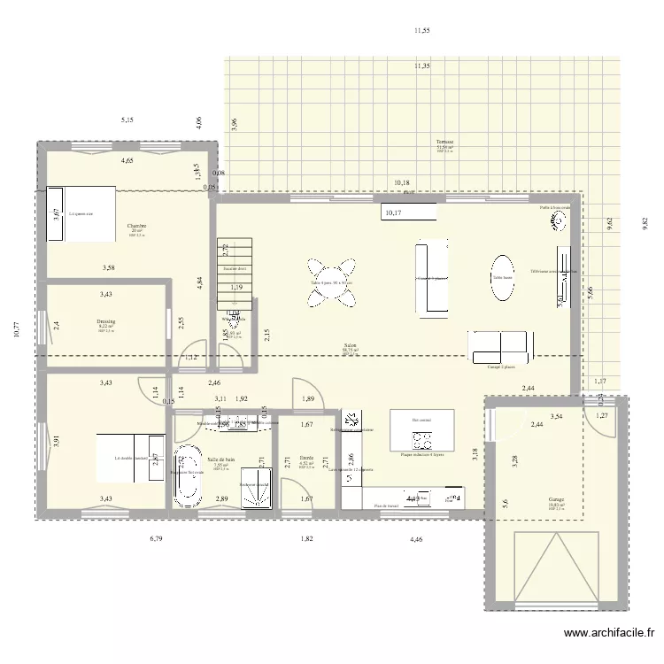 maison plein pied 150m2 2 chambres. Plan de 8  et 197 m²