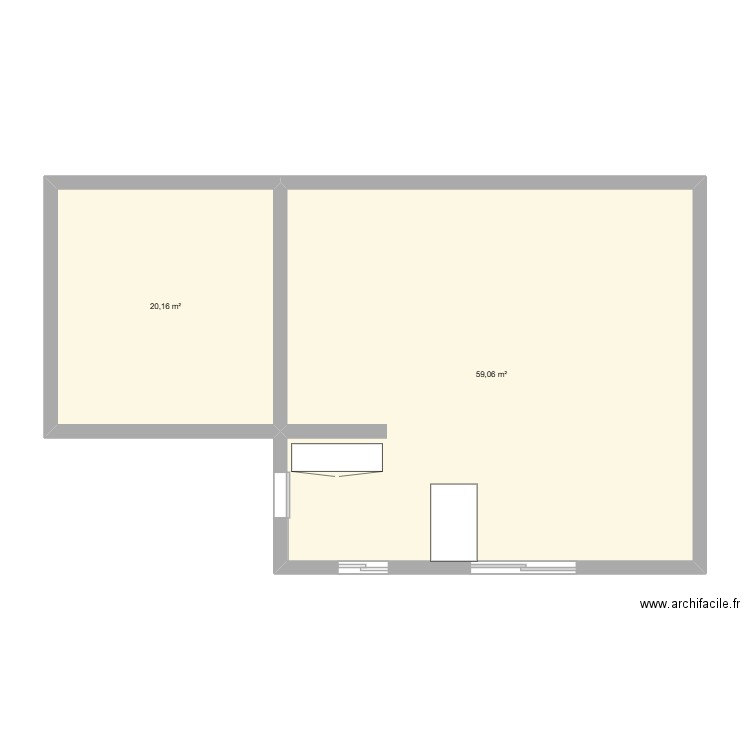 BB NOV 25. Plan de 2 pièces et 79 m2