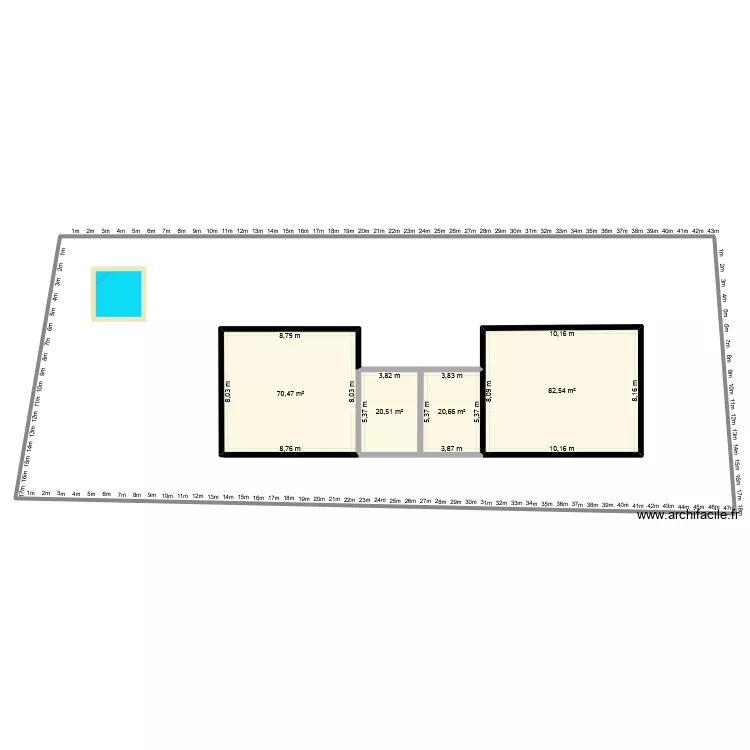Terrain. Plan de 4  et 194 m²
