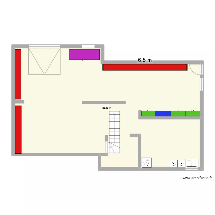 sous sol. Plan de 1  et 108 m²