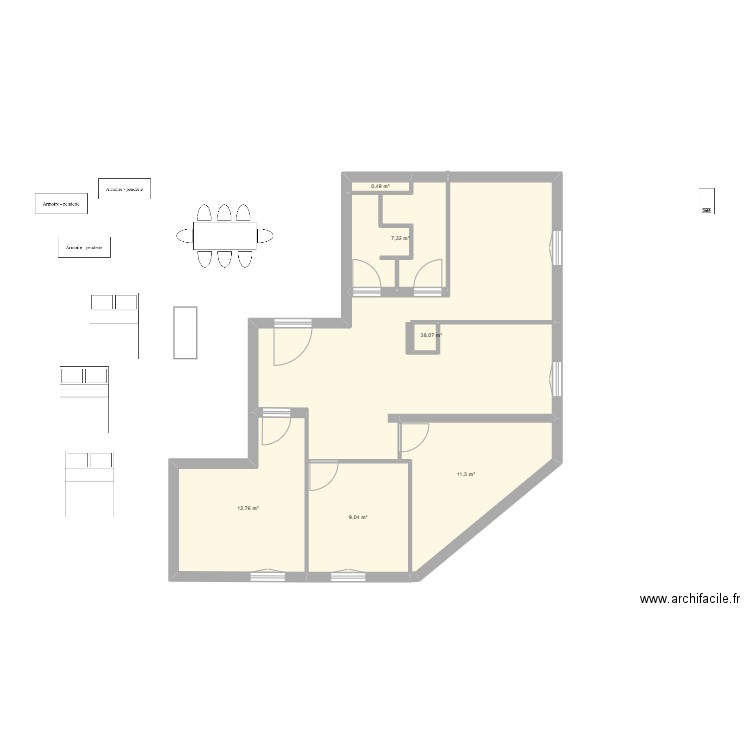 Panissod projet 1. Plan de 6 pièces et 79 m2
