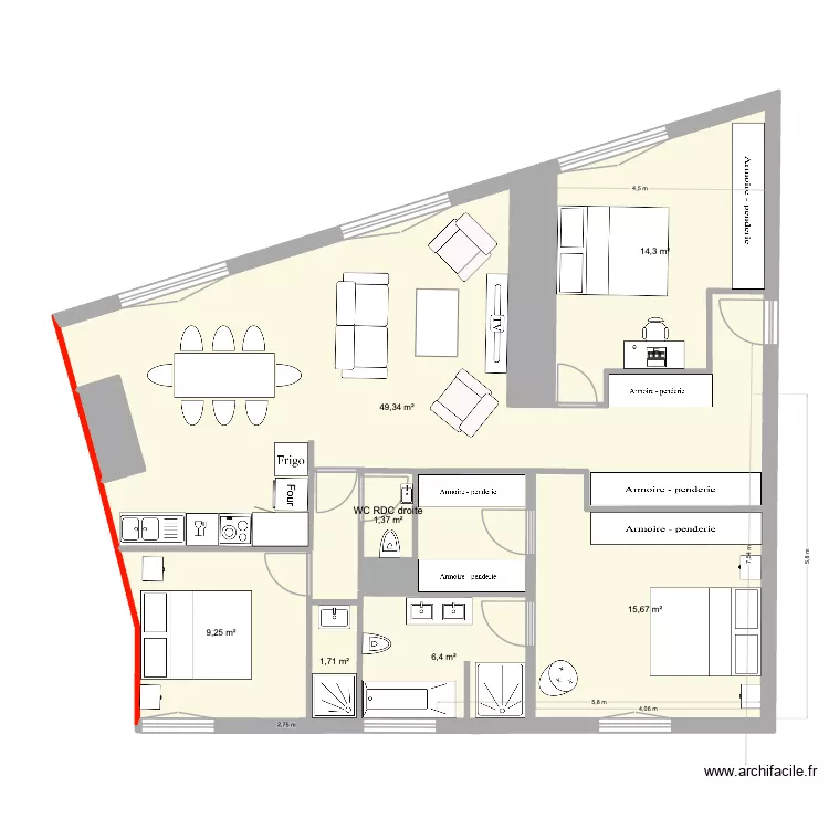 Plateau MG 1. Plan de 10  et 102 m²