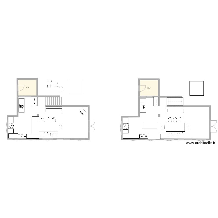 Chalet 1. Plan de 2 pièces et 10 m2