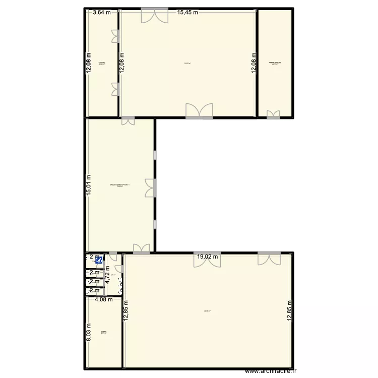 TOUZAC salle de reception. Plan de TOUZAC salle de reception. Plan de