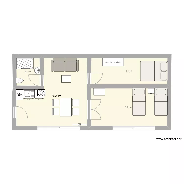 GITE. Plan de 4 Pièces et 46 m² GITE. Plan de 4 Pièces et 46 m²