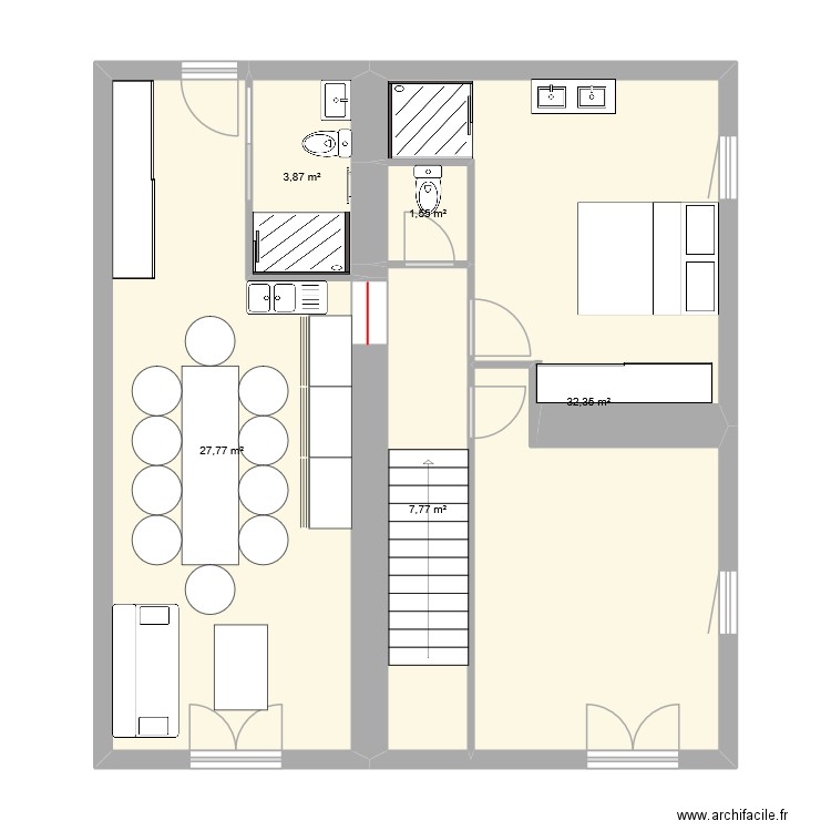 R+1 MARCONIS. Plan de 5 pièces et 73 m2