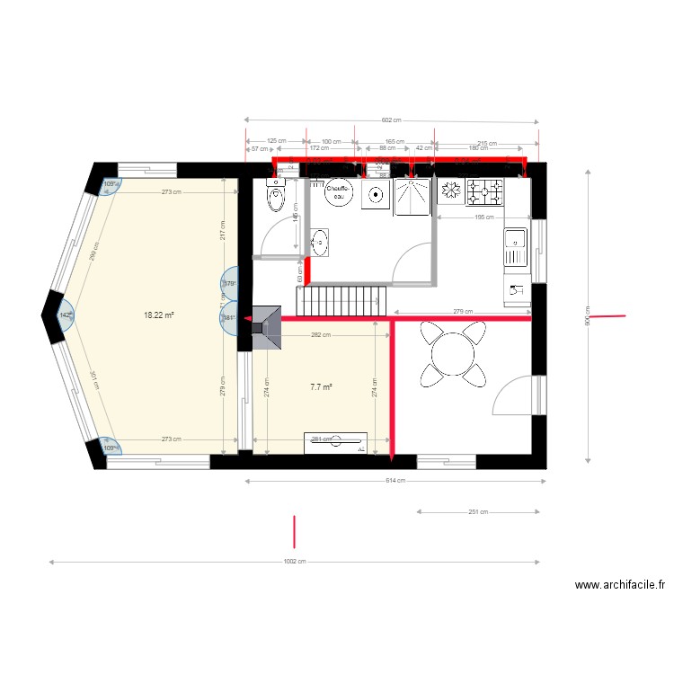 PLAN RDC cote DERNIER. Plan de 5 pièces et 26 m2