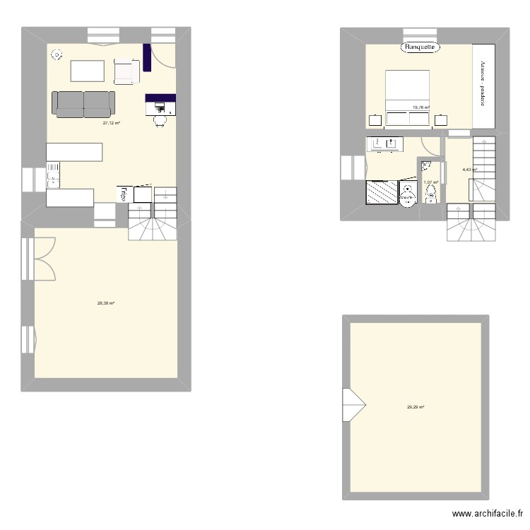 LYVET DOULLET RDC ET 1er ETAGE. Plan de 6 pièces et 110 m2