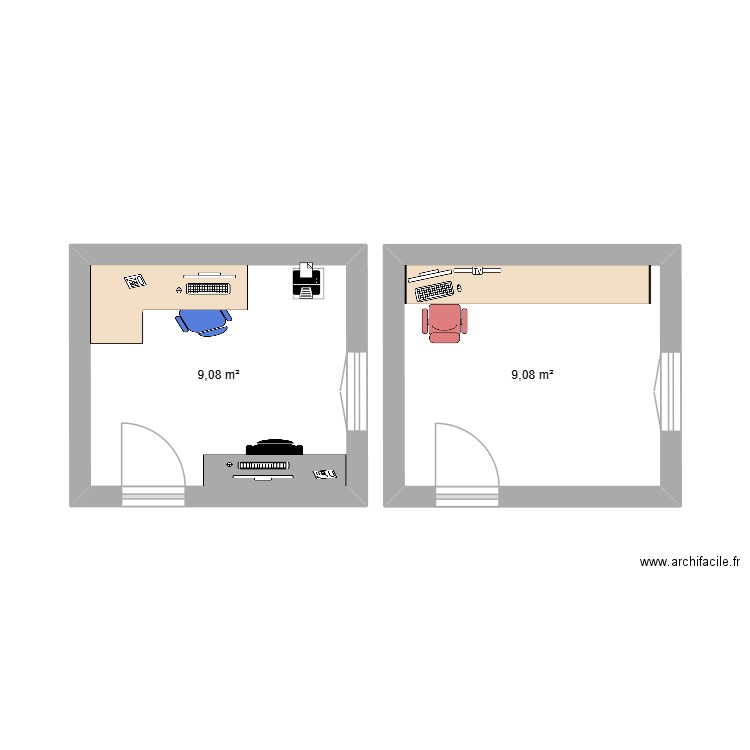Bureau56. Plan de 2 pièces et 18 m2