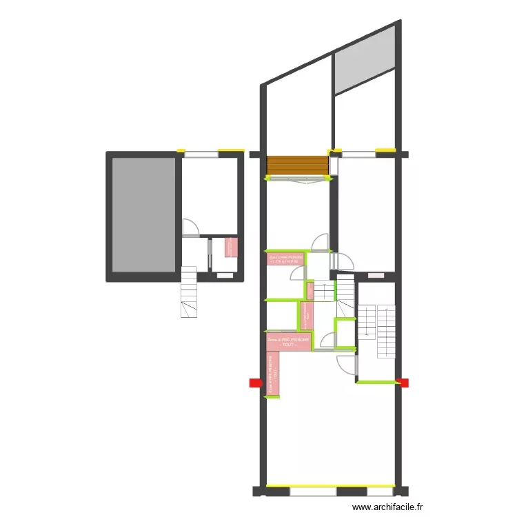 BAUCQ 77 1e &eacute;tage - Zones avec PRIMER. Plan de 13 Pièces et 100 m²