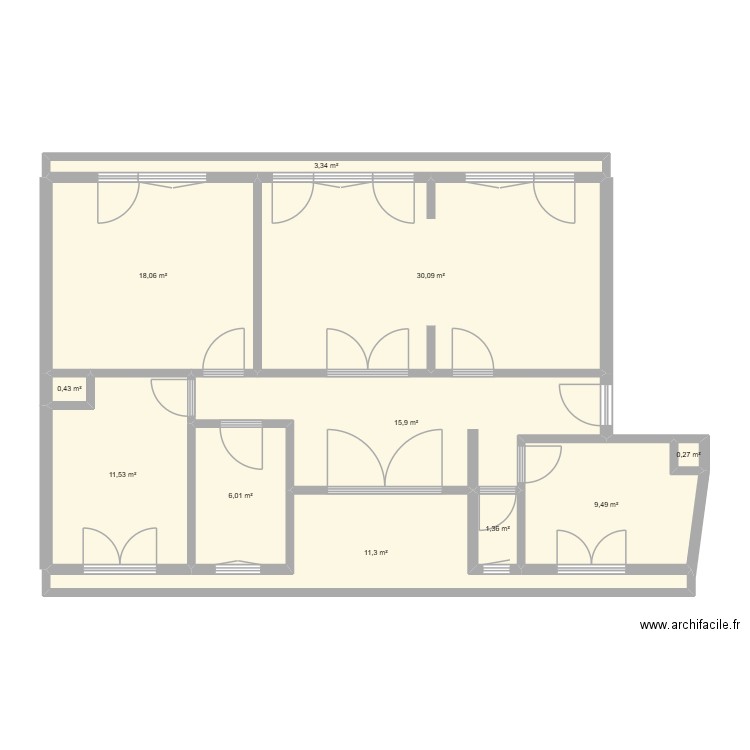 4 eme etage stras. Plan de 11 pièces et 108 m2