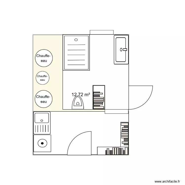 plan SDB. Plan de 1  et 13 m²