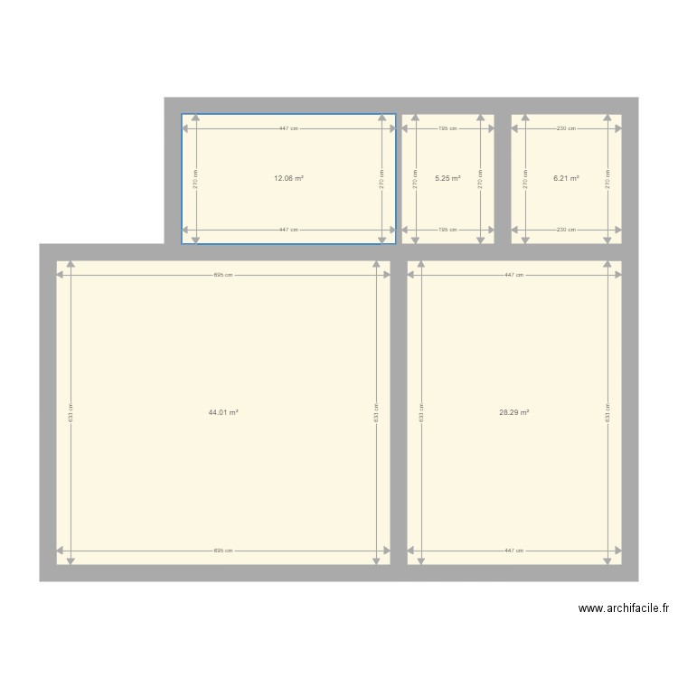 Renoux. Plan de 5 pièces et 96 m2