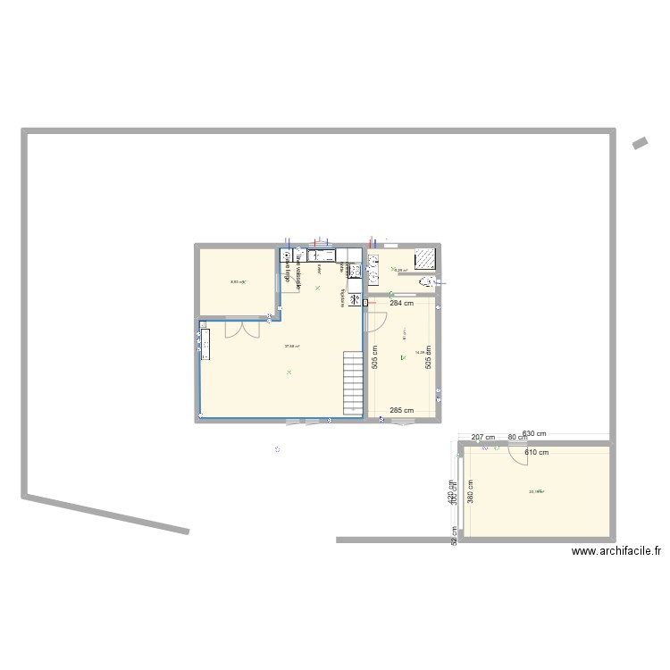 garagemaniron. Plan de 5 pièces et 89 m2