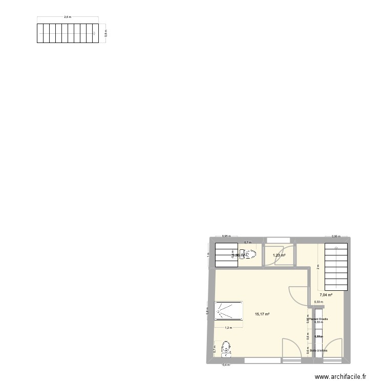 RDC 3 Rois. Plan de 4 pièces et 25 m2
