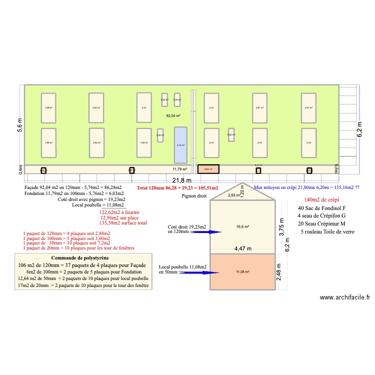 isolation 32. Plan de 27 pièces et 192 m2