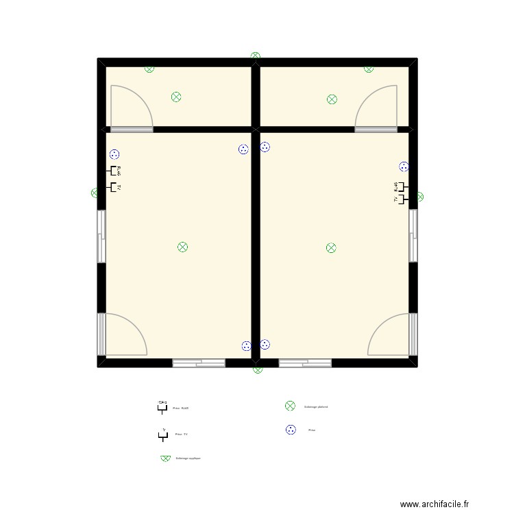 DORTOIR rectification. Plan de 4 pièces et 32 m2