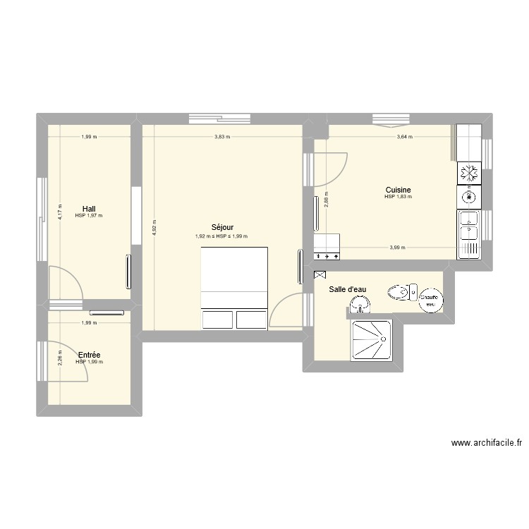 16_Biz_Jail. Plan de 6 pièces et 50 m2