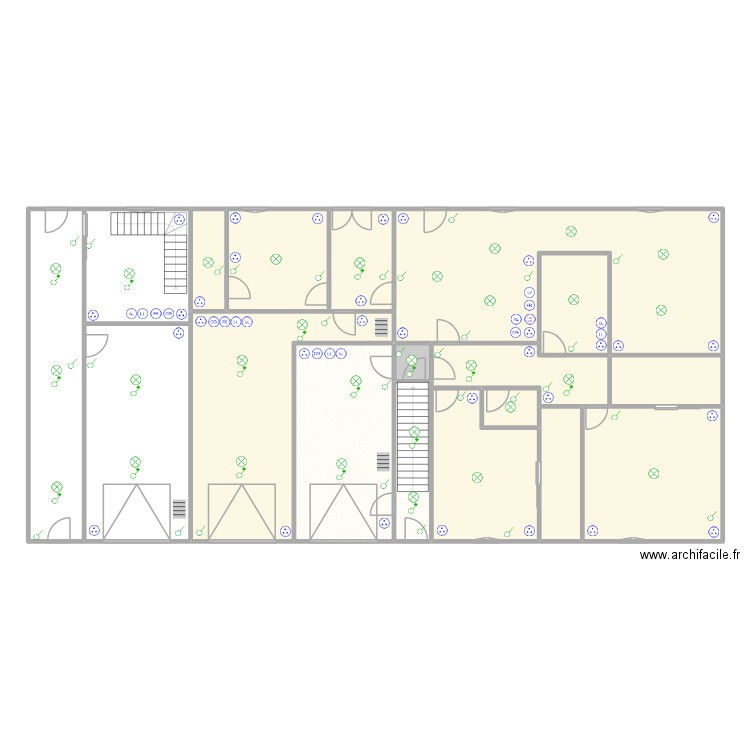 RDC électricité V1. Plan de 18 pièces et 283 m2