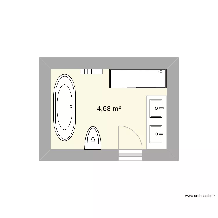 salle de bain. Plan de 1 et 5 m² salle de bain. Plan de 1 et 5 m²