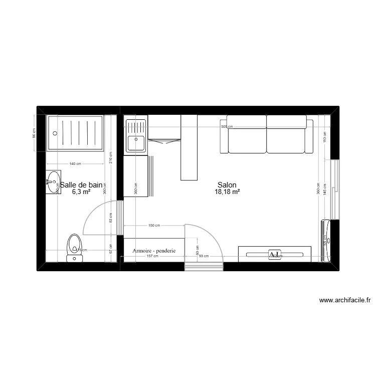 KRO. Plan de 2  et 24 m²
