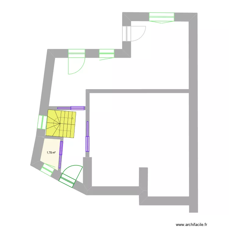 rez , entree et garage 2 voit. Plan de 1  et 2 m²
