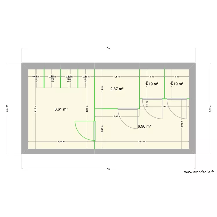 Pieaucelle. Plan de 5  et 21 m²