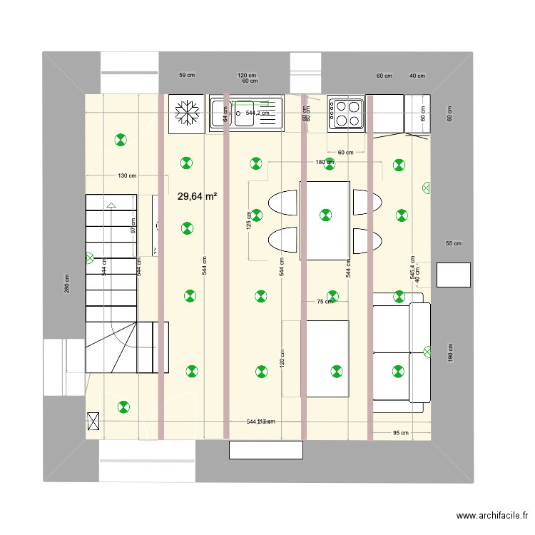 schéma éclairage RDC. Plan de 0 pièce et 0 m2