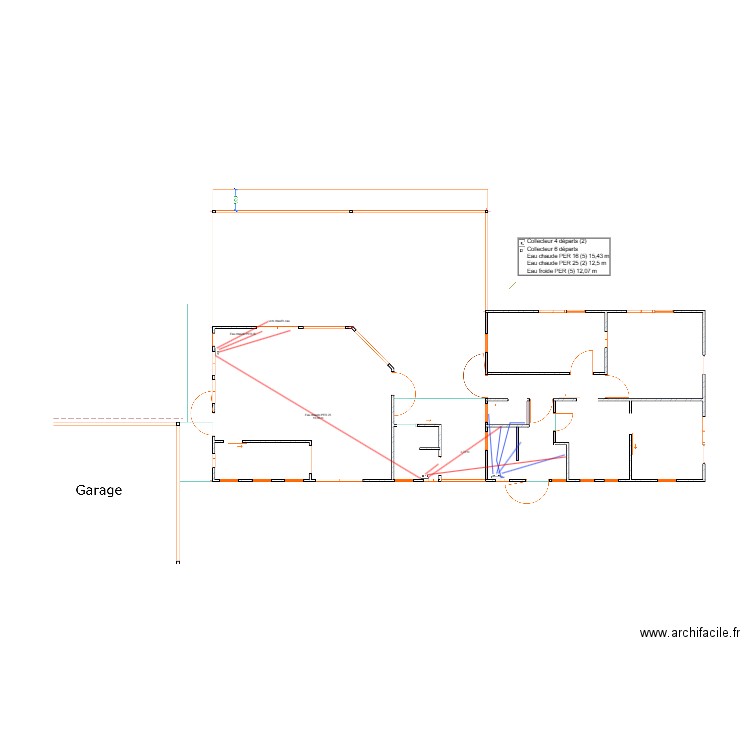 plomberie eau chaude. Plan de 0 pièce et 0 m2