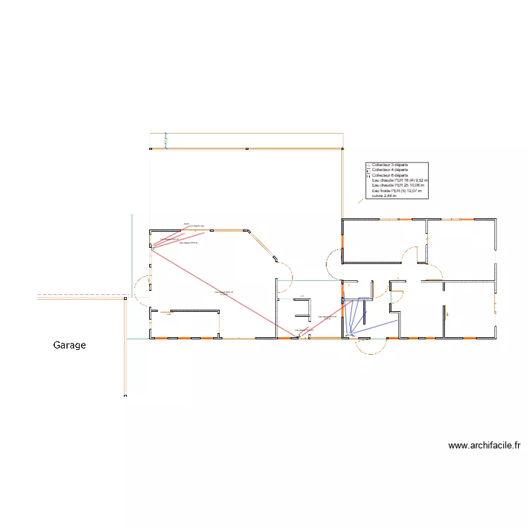 plomberie eau chaude. Plan de 