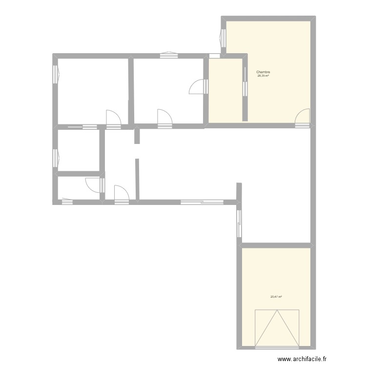 M Plein pied mod. Plan de 2 pièces et 49 m2