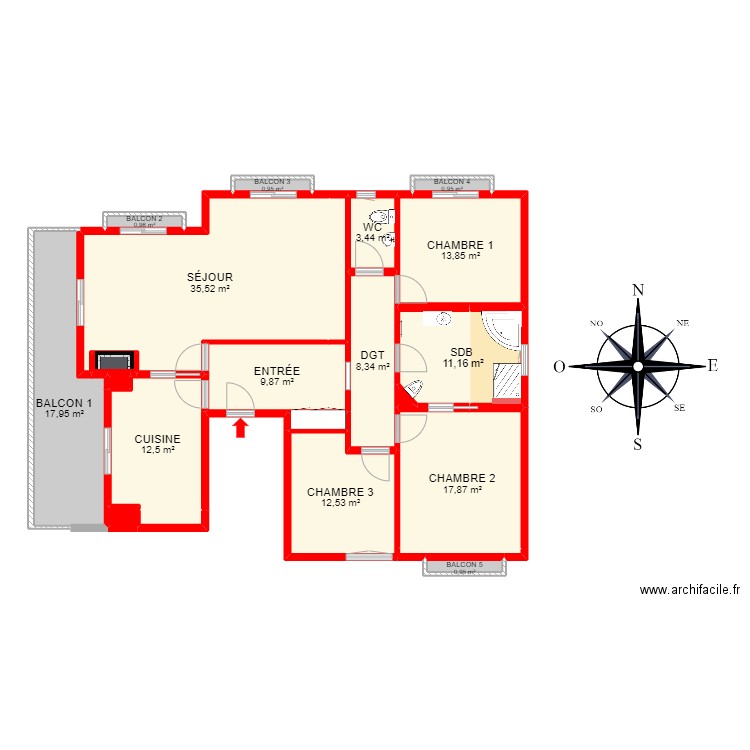 BI 14147 -. Plan de 25 pièces et 196 m2