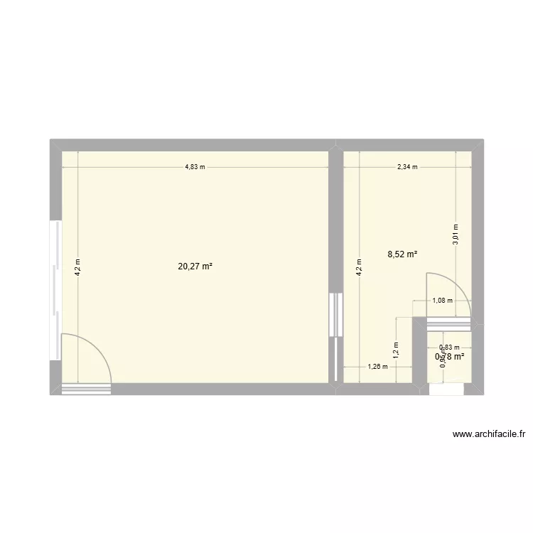 laverie. Plan de 3  et 30 m²