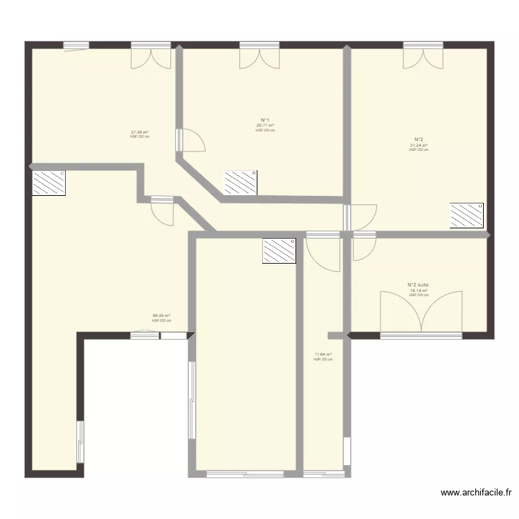 MONT-DE-MARSAN  rez de chauss&eacute;e. Plan de 6  et 183 m²
