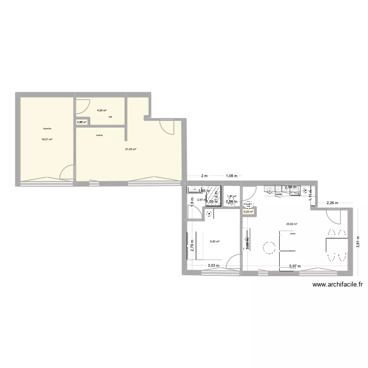 ruiz. Plan de 9  et 80 m²