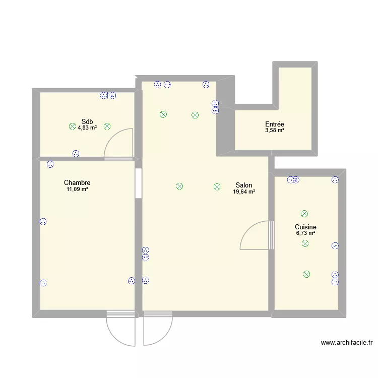appart. Plan de 5  et 46 m²