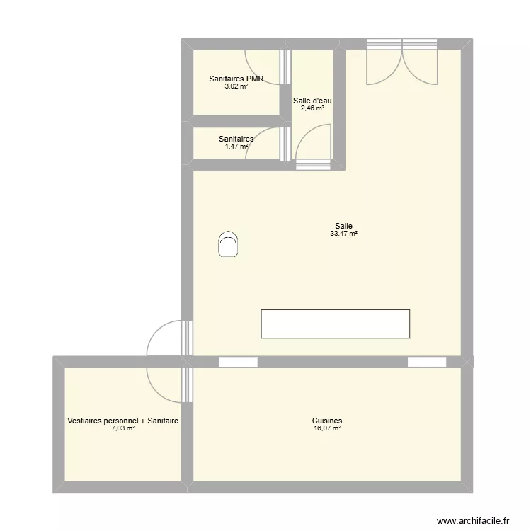 Restaurant velvet and steam. Plan de 6  et 64 m²