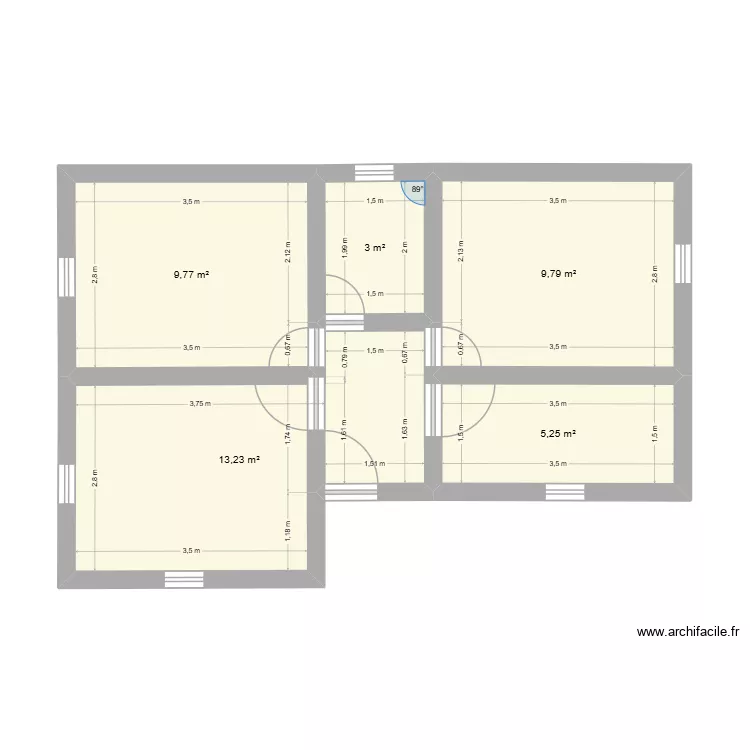 plan Ndog. Plan de 5 pièces et 41 m²