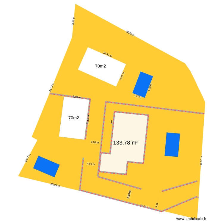 plan 5. Plan de 1 pièce et 134 m2