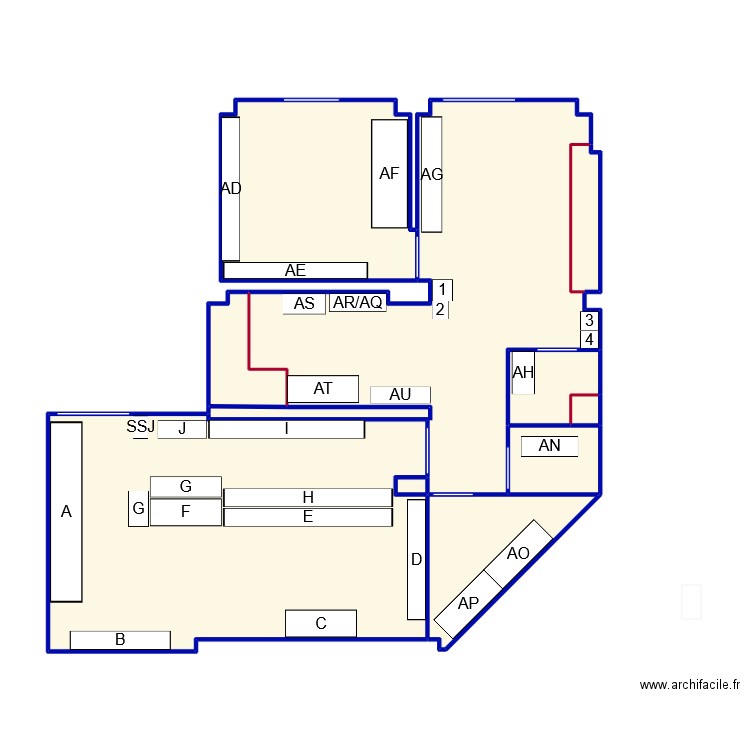 loc. Plan de 10 pièces et 95 m2