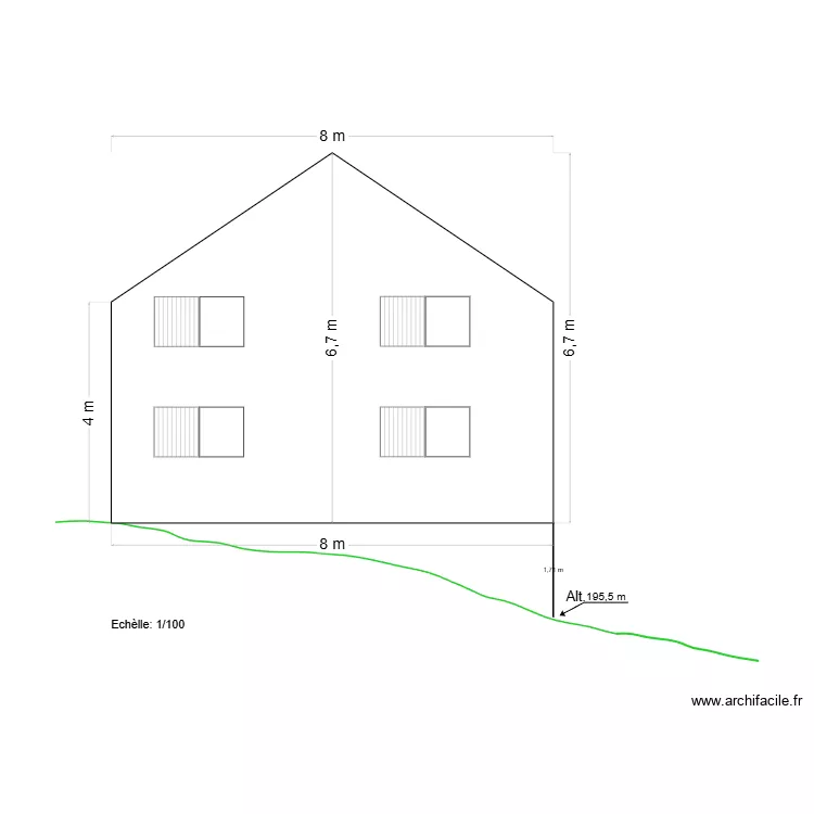 Fa&ccedil;ade Sud avant travaux.. Plan de 