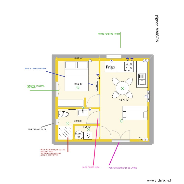 PEROCHON. Plan de 5 pièces et 31 m2