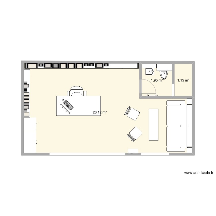 plan studio acacias. Plan de 2 pièces et 29 m2