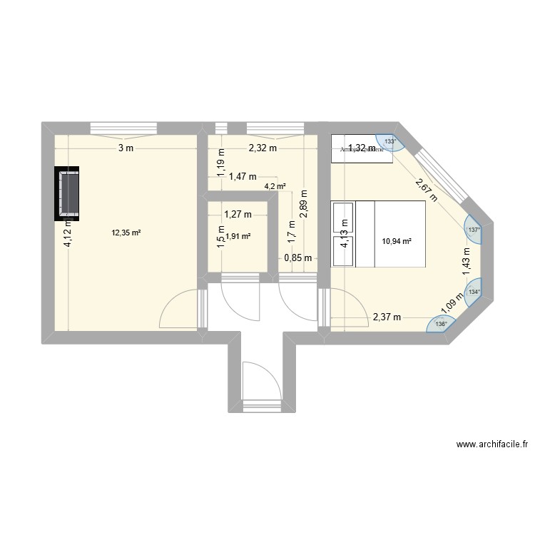 plelo origine. Plan de 4 pièces et 29 m2