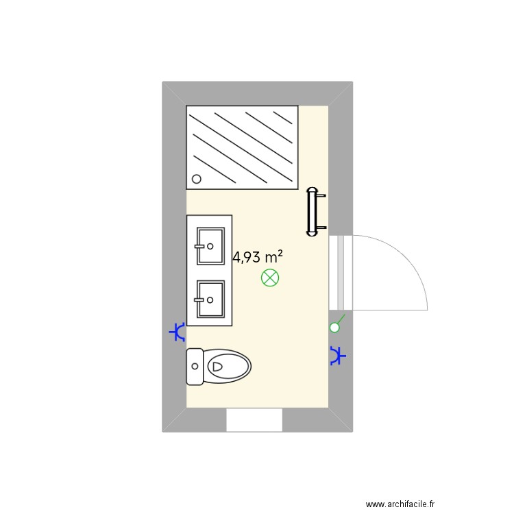 SDB1. Plan de 1 pièce et 5 m2