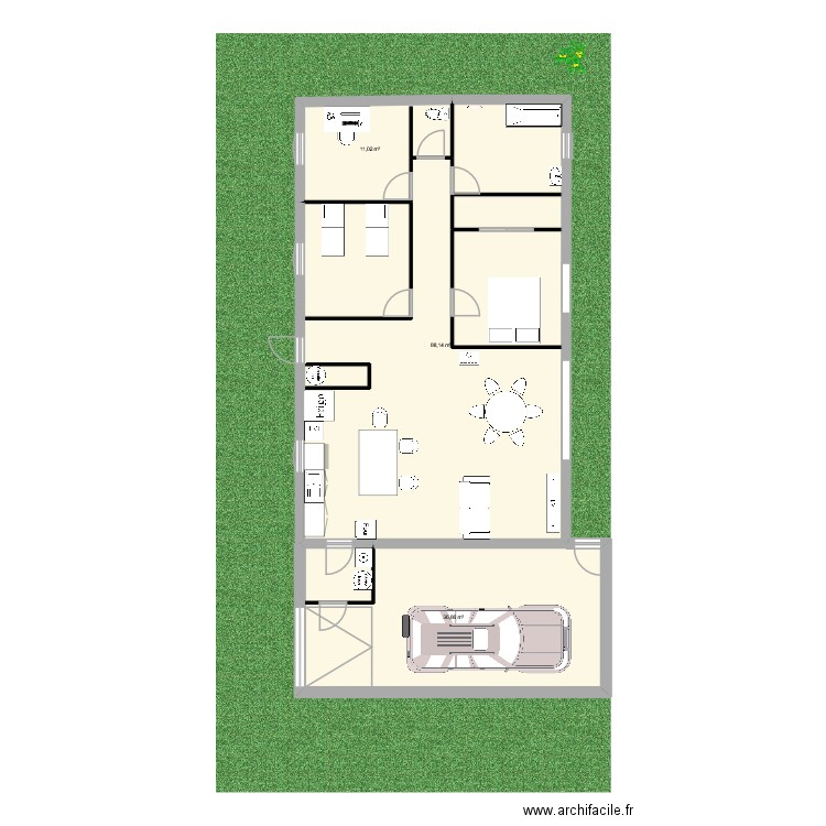 plan romic. Plan de 3 pièces et 136 m2