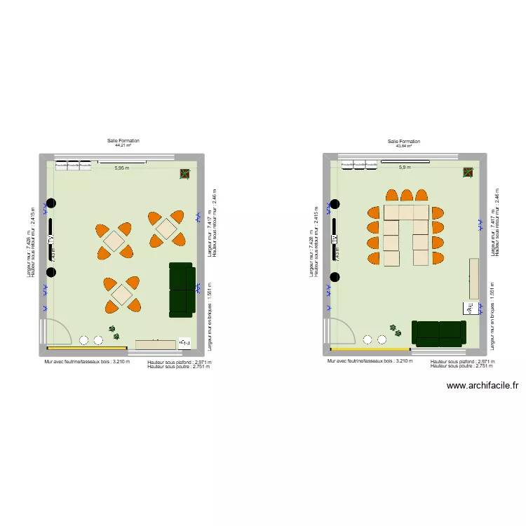 Salle Sonotron p3. Plan de 2  et 88 m²